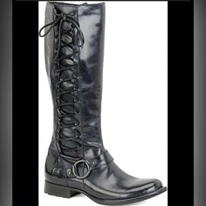 Born Tall Black Leather Combat Boots